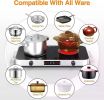 Electric Cooktop 2 Burner Countertop Electric Stove Top Knob Control 2200W 120V