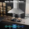 Island Range Hood 36 inch 700 CFM Ceiling Mount Kitchen Hood Vent with Gesture Sensing &Touch Control,Ducted/Ductless Convertible,3 Speeds Fan