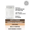 Pride Of India | Clear Food Grade PET Plastic Square Grip Storage Jar w/Cap 6 Jar Pack - 32 FL OZ (3-4 Cup Storage Capacity) | Airtight Seal & Easy Ha