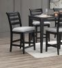 Modern 2pc Counter Height Dining Chairs Black Color Ladder Back Frame Upholstered Cushion Seat Solid wood Kitchen Dining Room