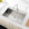 Stainless Steel Kitchen Sink, 30″x22″ Single Bowl, Overmount Handmade Sink in Brushed, with Cutting Board, Colander
