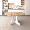 Dining Table for Farmhouse Kitchen 59x43 Inch Expandable Oval Table Top with Removable Leaf Trestle X Shaped Base White