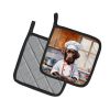 Chocolate Labrador Retriever The Chef Pair of Pot Holders Kitchen Heat Resistant Pot Holders Sets Oven Hot Pads for Cooking Baking BBQ, 7 1/2 x 7 1/2