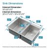33"x19" Embedded Double Bowl Kitchen Sink, Overmount Handmade Sink in Brushed (Sink only)