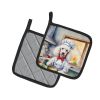 White Poodle The Chef Pair of Pot Holders Kitchen Heat Resistant Pot Holders Sets Oven Hot Pads for Cooking Baking BBQ, 7 1/2 x 7 1/2