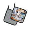 Great Pyrenees The Chef Pair of Pot Holders Kitchen Heat Resistant Pot Holders Sets Oven Hot Pads for Cooking Baking BBQ, 7 1/2 x 7 1/2