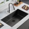 Aqucubic Large Gunmetal Black Handmade 304 Stainless Steel Undermount Kitchen Sink with Accessories