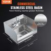 VEVOR Commercial Hand Sink with Faucet and Side Splash, Stainless Steel Sink for Washing, Small Hand Washing Sink