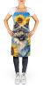 Keeshond in Sunflowers Apron Cooking Kitchen Server Baking Crafts Gardening for Adult Women Men, Unisex, Large, Multicolor