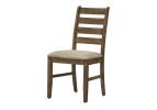 Dining Chair, 38" Height, Dining Room, Kitchen, Set Of 2, Side, Upholstered, Antique Brown, Brown Fabric, Transitional