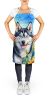 Siberian Husky in Sunflowers Apron Cooking Kitchen Server Baking Crafts Gardening for Adult Women Men, Unisex, Large, Multicolor