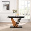 61.81(46.46) inch Extendable Dining Table, Modern Geometric Rectangular Table with Sturdy Metal Frame and MDF base