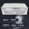 30 inch Insert Range Hood 600 CFM;  Built-in Stainless Steel Range Hoods with Right Button Controls and Back LED Lights; Kitchen Hood for Over Stove;