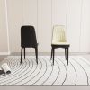 A set of 2 dining chair, modern style chair made of high-quality PU Leather fabric with thick soft cushions, black metal leg kitchen chair