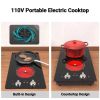 Electric Cooktop 2 Burners Plug-in Electric Stovetop Knob Control 120V 2100W