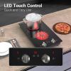 Electric Radiant Cooktop Built-in 2 Burners 12 inch Electric Stove Top Knob Control 2100W 110V Kids Lock & Timer Hot Surface Indicator Overheat Protec