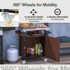 0utdoor Grill Cart with Stainless Steel Tabletop, Wheels & Storage - Waterproof BBQ Serving & Bar Cart