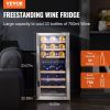 VEVOR 33-Bottle Wine Cooler, Dual Zone & Dual Temperature Wine Fridge, Freestanding Refrigerator with Circulating Air-cooling and Digital Control