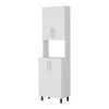 FM FURNITURE Ko Vaya Double Cabinet Kitchen Pantry with Open Storage. White