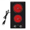 Electric Cooktop 2 Burners Plug-in Electric Stovetop Knob Control 120V 2100W