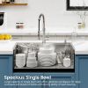 Stainless Steel Kitchen Sink, 30″x22″ Single Bowl, Overmount Handmade Sink in Brushed, with Cutting Board, Colander