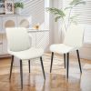 White PU Leather Dining Chair with Metal Legs, Wave Pattern Upholstered Armless Chair Set of 4 for Kitchen, Restaurant, Living, Meeting Room
