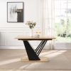 61.81 (46.46) inch Extendable Dining Table, Modern Geometric Rectangular Table with Sturdy Metal Frame and MDF base