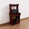 Microwave Cart Coffee Station Computer Cart on locking castors hutch gliding shelf Mahogany color