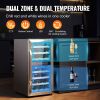 VEVOR 33-Bottle Wine Cooler, Dual Zone & Dual Temperature Wine Fridge, Freestanding Refrigerator with Circulating Air-cooling and Digital Control