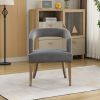 25.79" Wide Modern Barrel Open Back Accent Chair with Wooden Legs for Dining Room, Club, Kitchen and Living Room.Gray.
