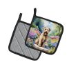 Wheaten Terrier Spring Path Pair of Pot Holders Kitchen Heat Resistant Pot Holders Sets Oven Hot Pads for Cooking Baking BBQ, 7 1/2 x 7 1/2