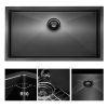 Aqucubic Large Gunmetal Black Handmade 304 Stainless Steel Undermount Kitchen Sink with Accessories
