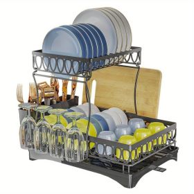 The Droplet Dish Rack, With An Elegant And Practical Design, Provides A Convenient Storage Solution For Cutlery And Cutlery (Color: Black)