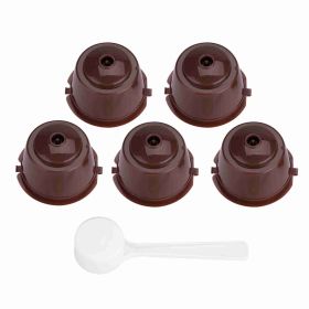 5Pcs Food Grade Pp   304 Stainless Steel Reusable Refillable Coffee Capsule Filter (Brown) (Color: brown)
