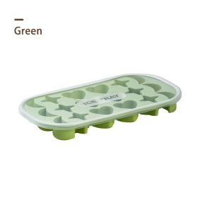 1pc 18 Holes Silicone Ice Tray With Cover; 18 Grids Flexible Ice Tray With Moon; Star And Heart-shaped Mold For DIY Handmade Ice Cube; Pink; Yellow; G (Color: Green)