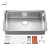 Aqucubic Handmade 304 Stainless Steel Undermount Kitchen Sink with Accessories