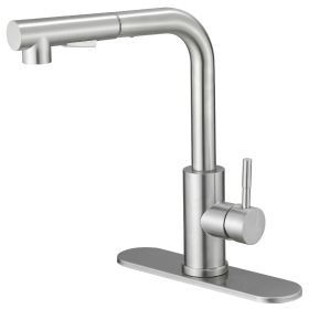 2 Sprayer Single Hole Single-Handle Pull Out Kitchen Faucet 360°Swivel Spout (Color: nickel)