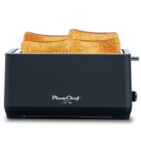 4-Slice Toaster, Extra Wide Long Slot Toaster, 6 Browning Settings, Bagel/Defrost/Reheat Functions, Removable Crumb Tray, Stainless Steel Housing (Color: Matte Black)