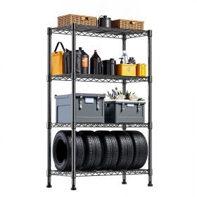 1000 lbs Storage Shelving 4-Tier Utility Shelving Unit Steel Organizer Wire Rack for Home,Kitchen,Office,Chrome (13.7" D x 23.6" W x 53.4" H) (Color: Black)