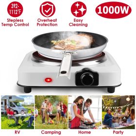 1200W Electric Infrared Single Burner Portable Heating Hot Plate Stove Countertop RV Hotplate with 7.5' Glass Cooktop Stepless Temperature Adjustments (Color: White)