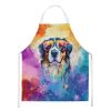 Bernese Mountain Dog Hippie Dawg Apron Cooking Kitchen Server Baking Crafts Gardening for Adult Women Men, Unisex, Large, Multicolor