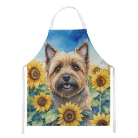 Cairn Terrier in Sunflowers Apron Cooking Kitchen Server Baking Crafts Gardening for Adult Women Men, Unisex, Large, Multicolor (Default: Default)