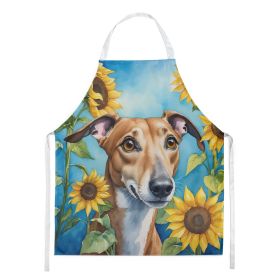 Greyhound in Sunflowers Apron Cooking Kitchen Server Baking Crafts Gardening for Adult Women Men, Unisex, Large, Multicolor (Default: Default)