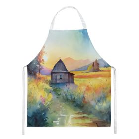 Montana Bitterroot in Watercolor Apron Cooking Kitchen Server Baking Crafts Gardening for Adult Women Men, Unisex, Large, Multicolor (Default: Default)
