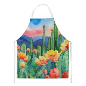 Arizona Saguaro Cactus Blossom in Watercolor Apron Cooking Kitchen Server Baking Crafts Gardening for Adult Women Men, Unisex, Large, Multicolor (Default: Default)