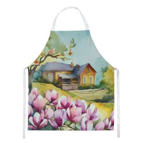 Louisiana Magnolias in Watercolor Apron Cooking Kitchen Server Baking Crafts Gardening for Adult Women Men, Unisex, Large, Multicolor (Default: Default)