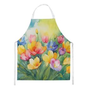 Freesias in Watercolor Apron Cooking Kitchen Server Baking Crafts Gardening for Adult Women Men, Unisex, Large, Multicolor (Default: Default)