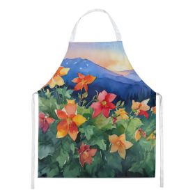 Colorado Rocky Mountain Columbine in Watercolor Apron Cooking Kitchen Server Baking Crafts Gardening for Adult Women Men, Unisex, Large, Multicolor (Default: Default)