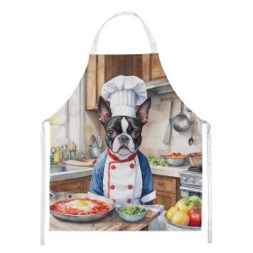 Boston Terrier The Chef Apron Cooking Kitchen Server Baking Crafts Gardening for Adult Women Men, Unisex, Large, Multicolor (Default: Default)