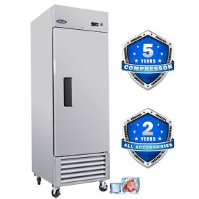 ORIKOOL 27" Commercial Freezer 23 Cu.ft with 1 Solid Door Reach-In Freezers Stainless Steel ETL Approved Upright Freeze Storage (Color: as Pic)
